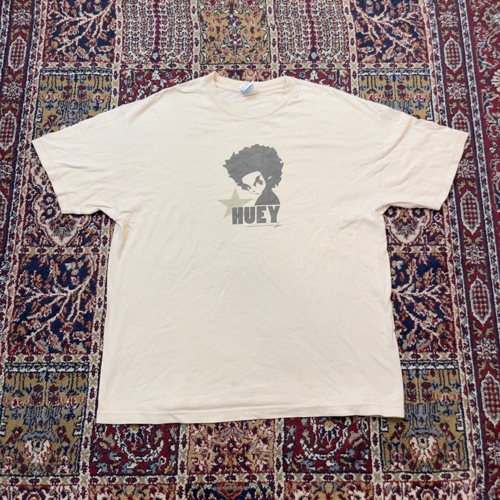 VTG Rare 2006 The Boondocks Huey Freeman Star T-Shirt XL AAA Cream Tan Cartoon
